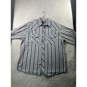 Vintage Williams Bay Shirt Mens 2X 18-18.5 Pearl Snap Striped Short Sleeve